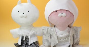 No.3453うさまる&うさこの和装ウェルカムドール うさまる&うさこのウェルカムドール正面